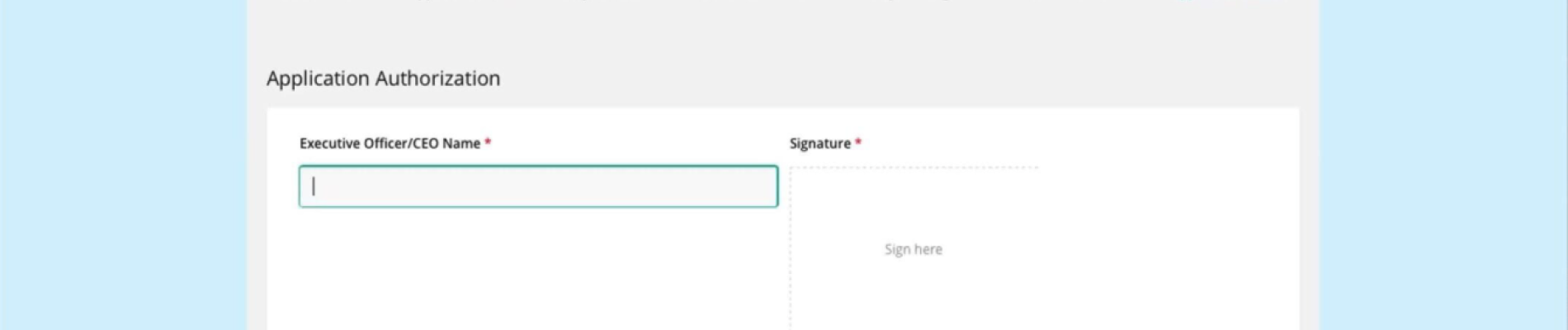 Online grant application form with fields and green header.